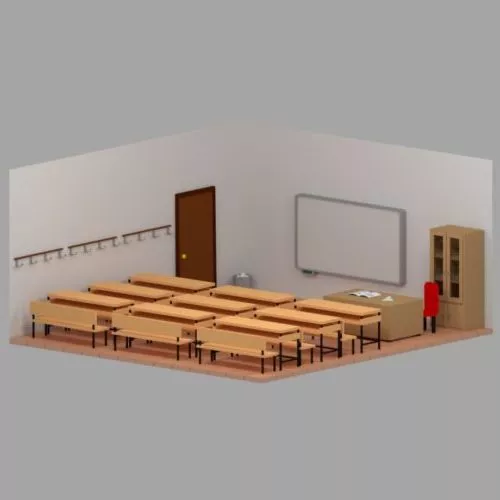 Lowpoly Classroom With Furniture 3d model Lowpoly Classroom With Furniture 3d model