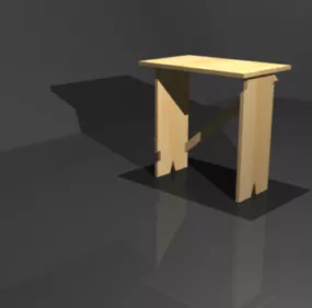 Wood African Stool 3d model