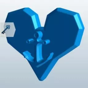 Heart With Anchor Shaped 3d model