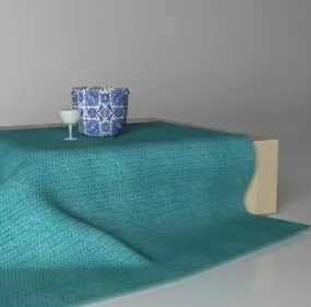 Bamboo Table With Cloth 3d model
