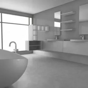 White Bath Scene Lowpoly 3d model