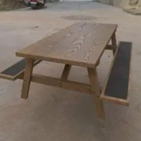Bench Table Wooden Material 3d model