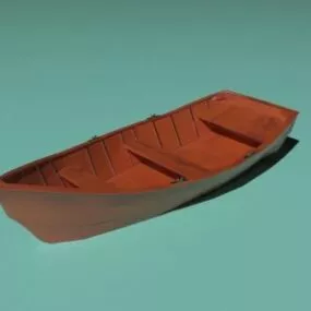 Wooden Boat On River 3d model