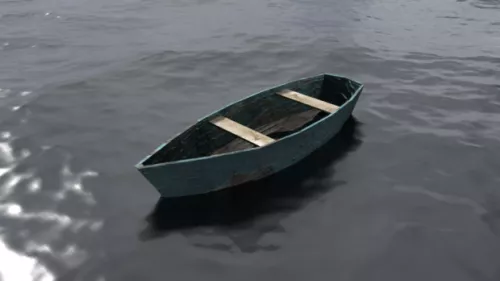 Boat With Green Sail 3d model