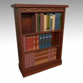 Antique Wooden Bookshelf 3d model