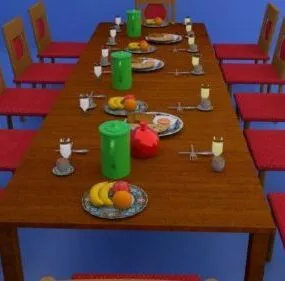 Breakfast Table Full Set 3d model