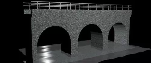 Old Curved Wooden Bridge 3d model