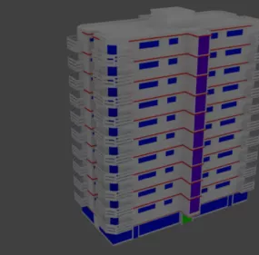 Apartment Building High-rise 3d model
