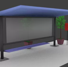Lowpoly Bus Station 3d model