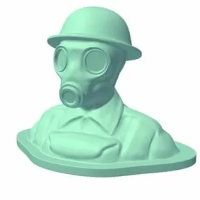 Bust Of Ww2 Soldier With Gas Mask 3d model