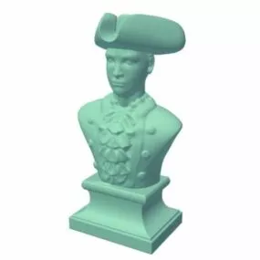 European Bust Soldier Colonial With Hat 3d model