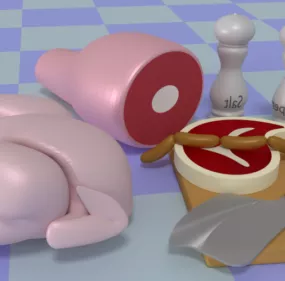 Butcher Meat Food 3d model