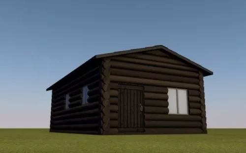 Small Log Cabin Building 3d model