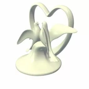 Cake Topper Heart With Couple Bird 3d model