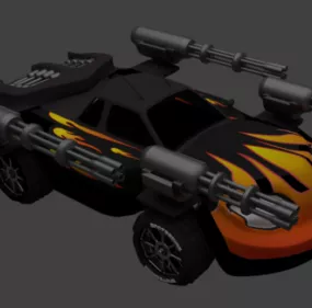Cartoon Car With Gun 3d model