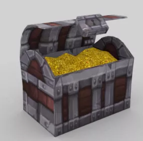 Cartoon Gold Chest 3d model