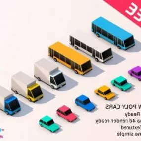 Lowpoly Cartoon Cars Collection 3d model