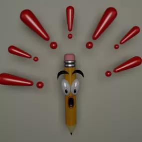 Cartoon Pencil Character 3d model