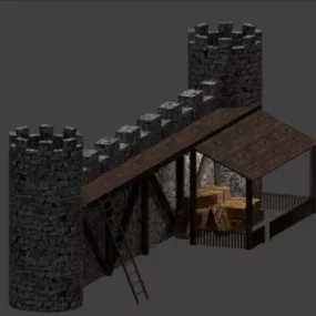 Stone Castle Wall 3d model