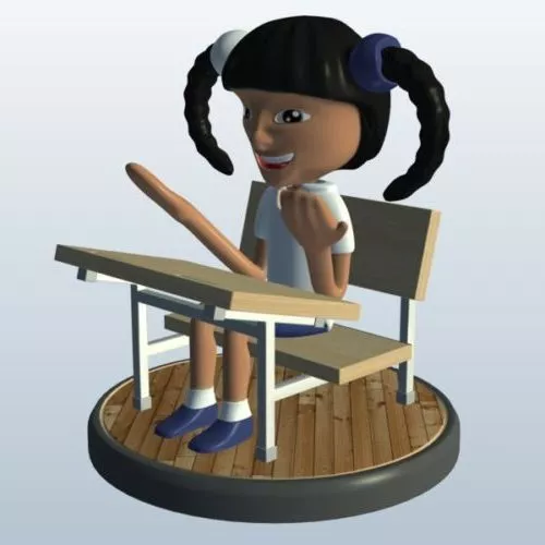 Child Character At Desk 3d model Child Character At Desk 3d model