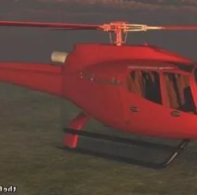 Red Chopper Helicopter 3d model