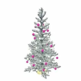 White Christmas Tree With Balls Decorative 3d model