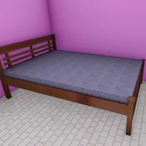 Asian Classic Wood Bed 3d model