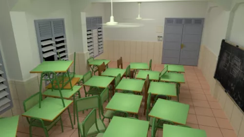 Classroom With Furniture 3d model Classroom With Furniture 3d model