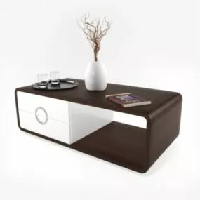 Coffee Table With Vase Decor 3d model