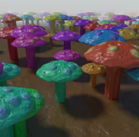 Colorful Mushrooms V1 3d model
