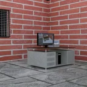 Office Computer With Printer 3d model