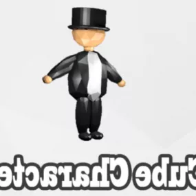 Tuxedo Man Cartoon Character 3d model