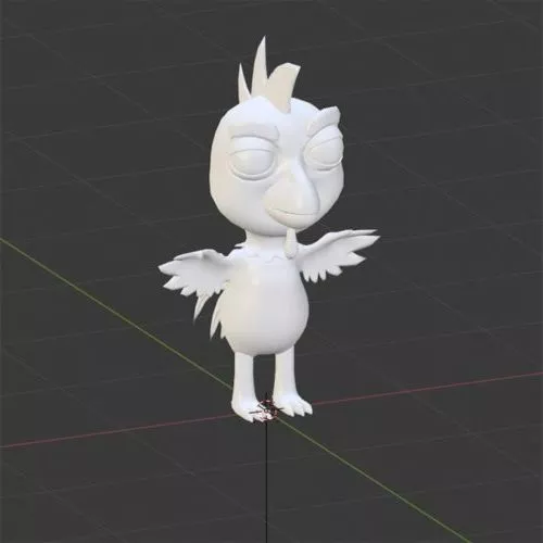 Simple Bird Statue Artwork With Book Stack 3d model