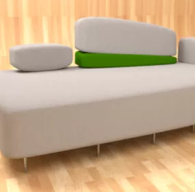 White Fabric Design Sofa 3d model