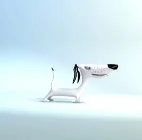 White Cartoon Dog 3d model