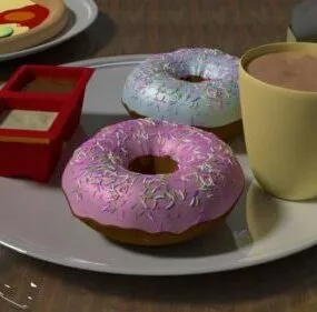 Donuts On Disc Scene 3d model