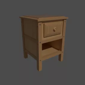 Drawer Wood Bed Side 3d model