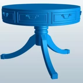 Wooden Round Drum Table 3d model