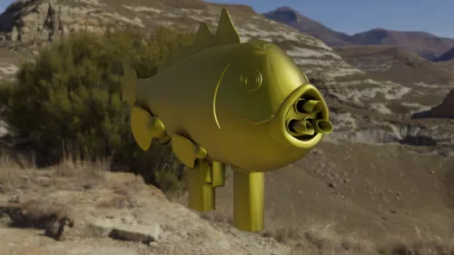Fish Shaped Rocket Launcher 3d model Fish Shaped Rocket Launcher 3d model