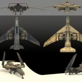 Sci-fi Combat Jet Aircraft Rigged 3d model