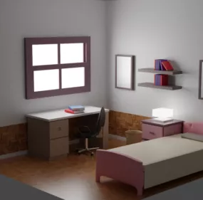 Girl Simple Bedroom 3d model