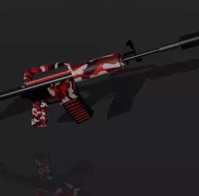 Gun With Red Armored 3d model