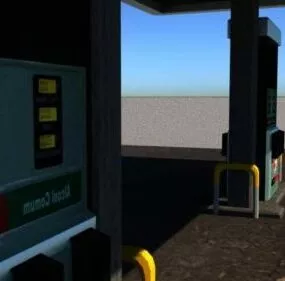 Gas Station Lowpoly Building 3d model