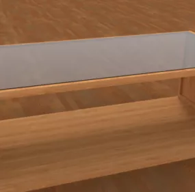 Glass Wood Table Living Room 3d model
