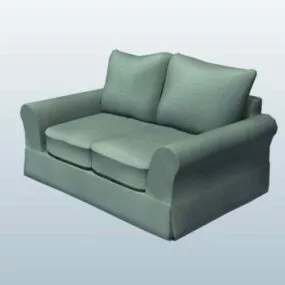 Green Leather Sofa 2 Seaters 3d model