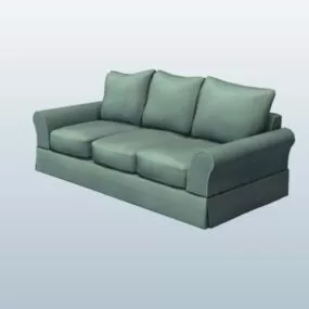 Old Style Three Seats Sofa 3d model