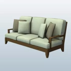 Sofa 3 Seater With Wood Frame 3d model