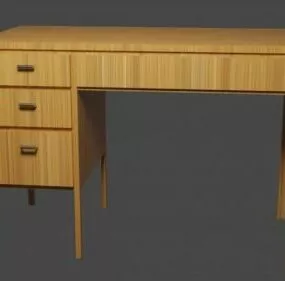 Wooden Home Desk 3d model