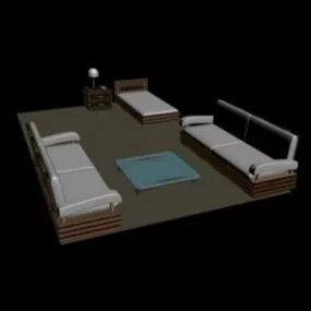 Home Room With Furniture 3d model