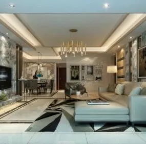 Home Living Room With Sofa Tables Chairs 3d model